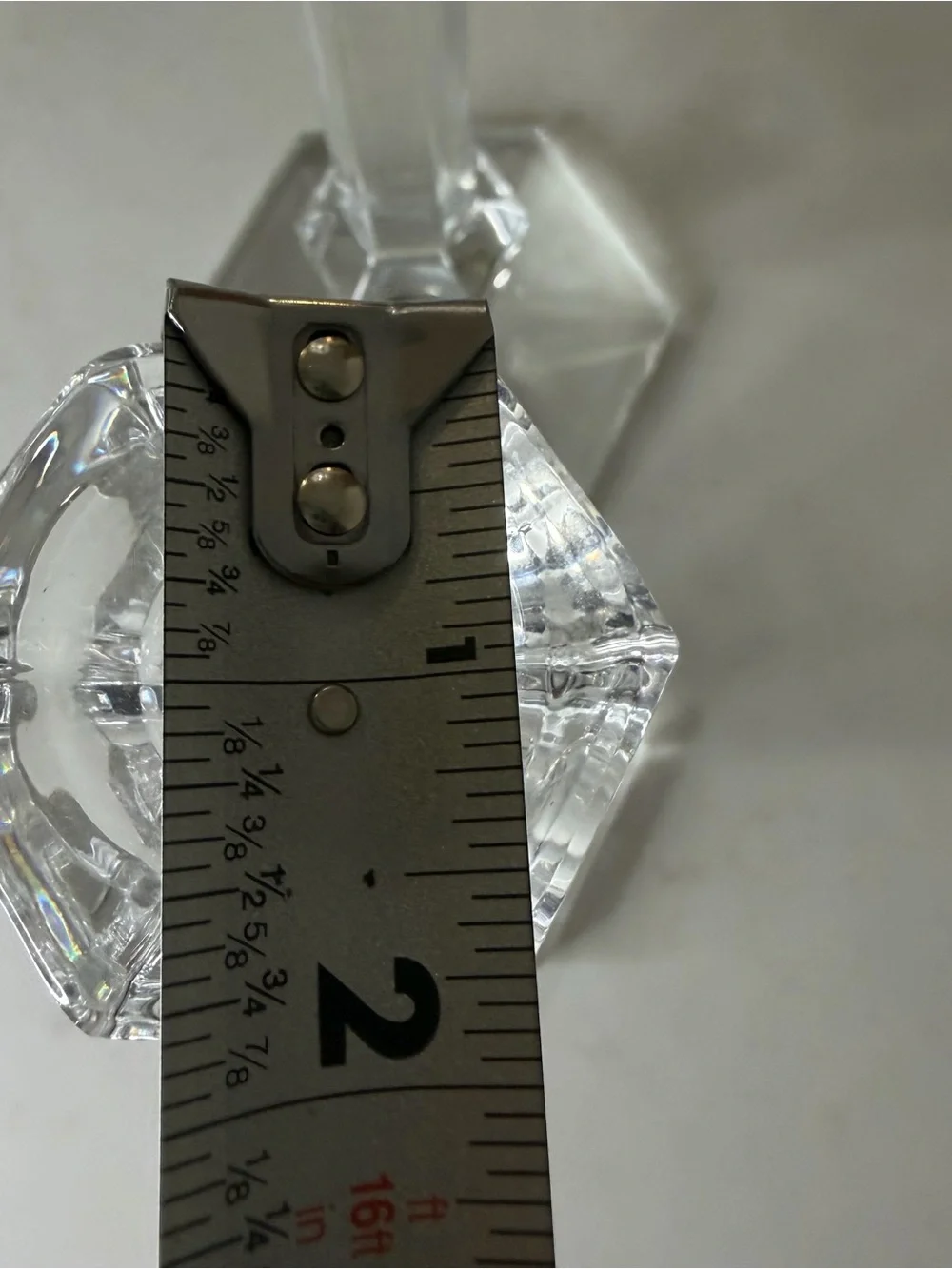 Clear Hexagonal Glass Candlestick Holders - Set of 2
